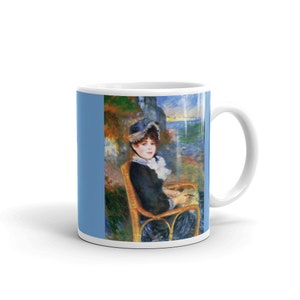 Woman At the Seashore by Pierre Auguste Renoir, 2 Sided  Blue glossy mug, Renoir Art Mug, Mug Gift, Art Lover Gift