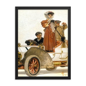 Framed:  J C Leyendecker, &quot;The Lady and Her Motorcar&quot; Reproduction Fine Art Print, Framed poster