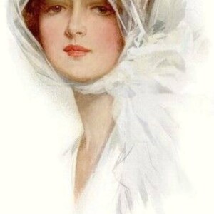 Vintage Victorian Beauty with a Scarf on Her Head by Harrison Fisher 8 x 10 Reproduction Art Print Unframed