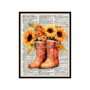 Impresión artística de acuarela Otoño n.° 3 en página de diccionario vintage Reproducción de impresiones artísticas efímeras, póster artístico, póster de otoño
