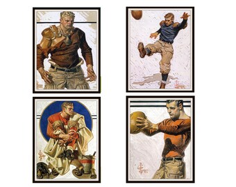 Set of 4 J. C. Leyendecker "Football Players"  Art Prints Giclee Prints  Fine Art Reproductions  Unframed 8 x 10" or 11 x 14",  Unframed