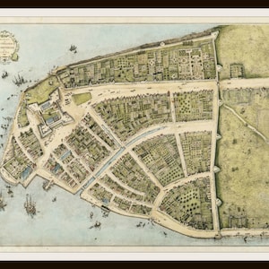 Gedrukte Vintage nieuwe Amsterdam NY kaart Poster Art beeldweergave met afgedrukte vel, kunst aan de muur, Decor van het huis, Poster ingelijste