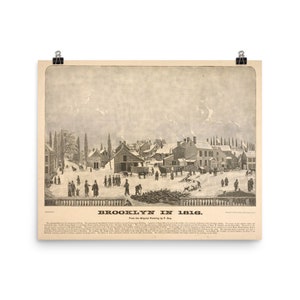 Vintage Art Print Reproduction of Brooklyn en 1816 Affiche, Vintage Brooklyn, Old NYC, Old NY Art