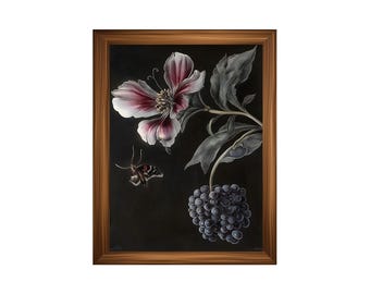 Printed Dark Academia Floral Art Print #2 | Moody Vintage Gothic, Antique Botanical Wall Art  |  Giclee Art Print, Poster or Canvas