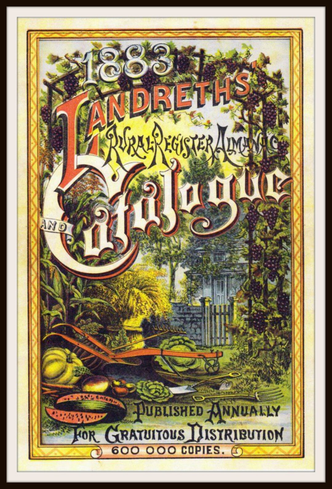 Vintage Art Print Landreth's Seed Pack Catalog Ephemera, Print Wall