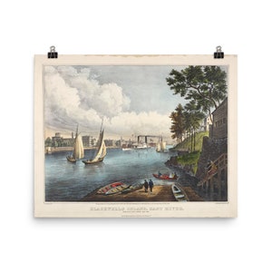 Vintage Art Print Reproduction Blackwell&#39;s Island, NYC East River Art Poster, Old NY, Vintage NYC