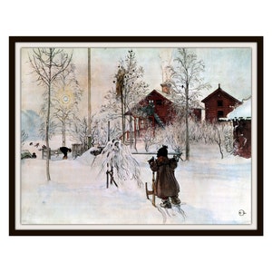 Carl Larsson "Winter Scene" Giclee Art Print, Fine Art Reproduction  Unframed, 11 x 14",  Unframed