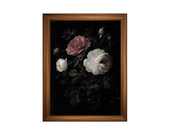 Printed Dark Academia Floral Art Print #3 | Moody Vintage Gothic, Antique Botanical Wall Art  |  Giclee Art Print, Poster or Canvas