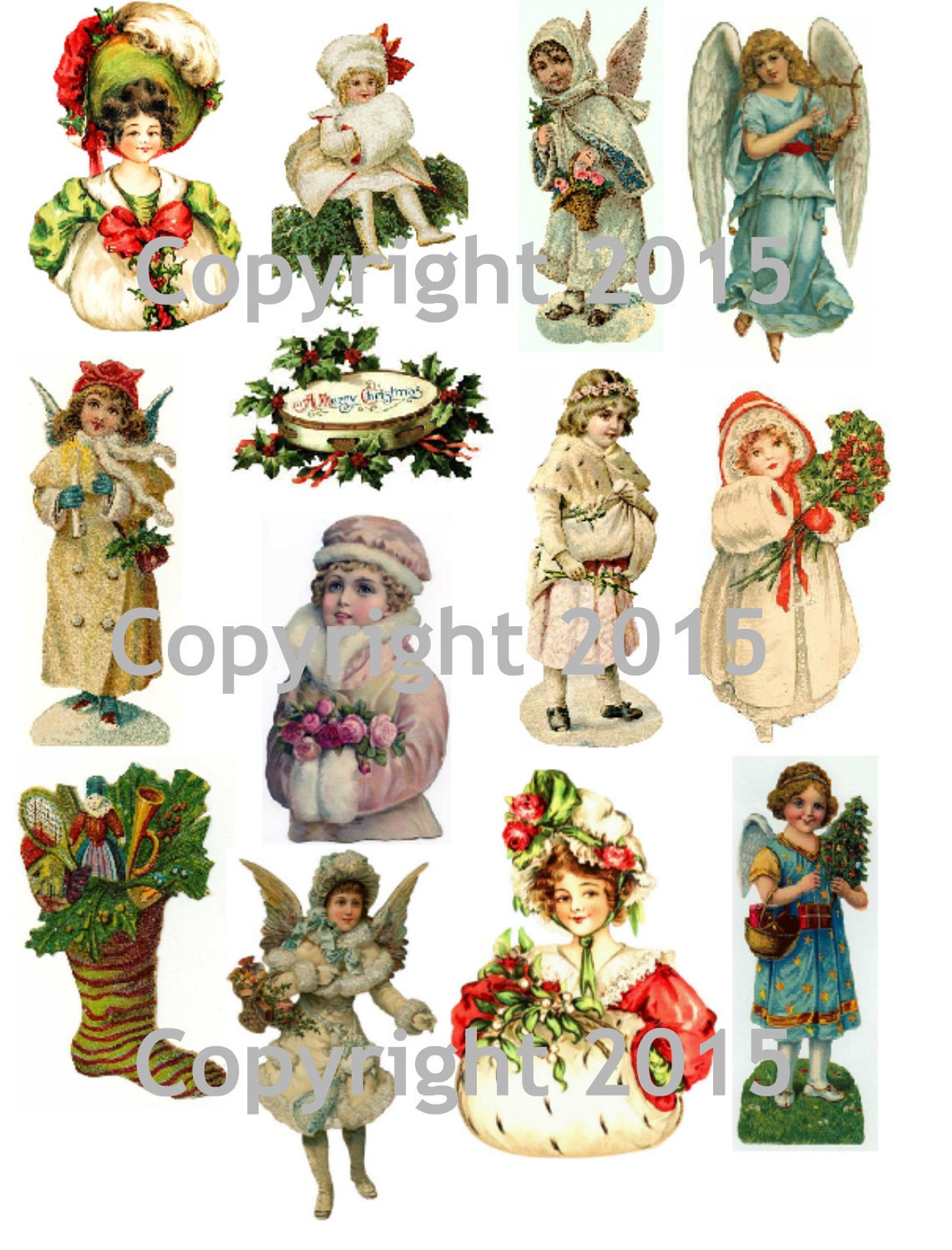 Printed Vintage Victorian Christmas Collage Sheet 102 8.5 X - Etsy