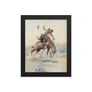 Charles Marion Russell Western Art &quot;The Bucker&quot; Framed poster, Framed Western Posters