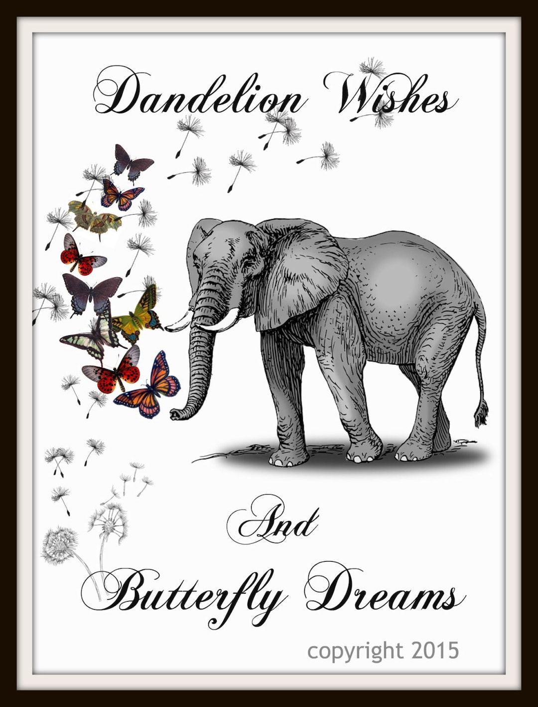 Printed Vintage Original Nursery Art Image With Quote dandelion Wishes