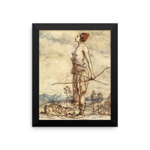 Arthur Rackham Diana of the Hunt Framed poster, Arthur Rackham Vintage Art Illustration Framed