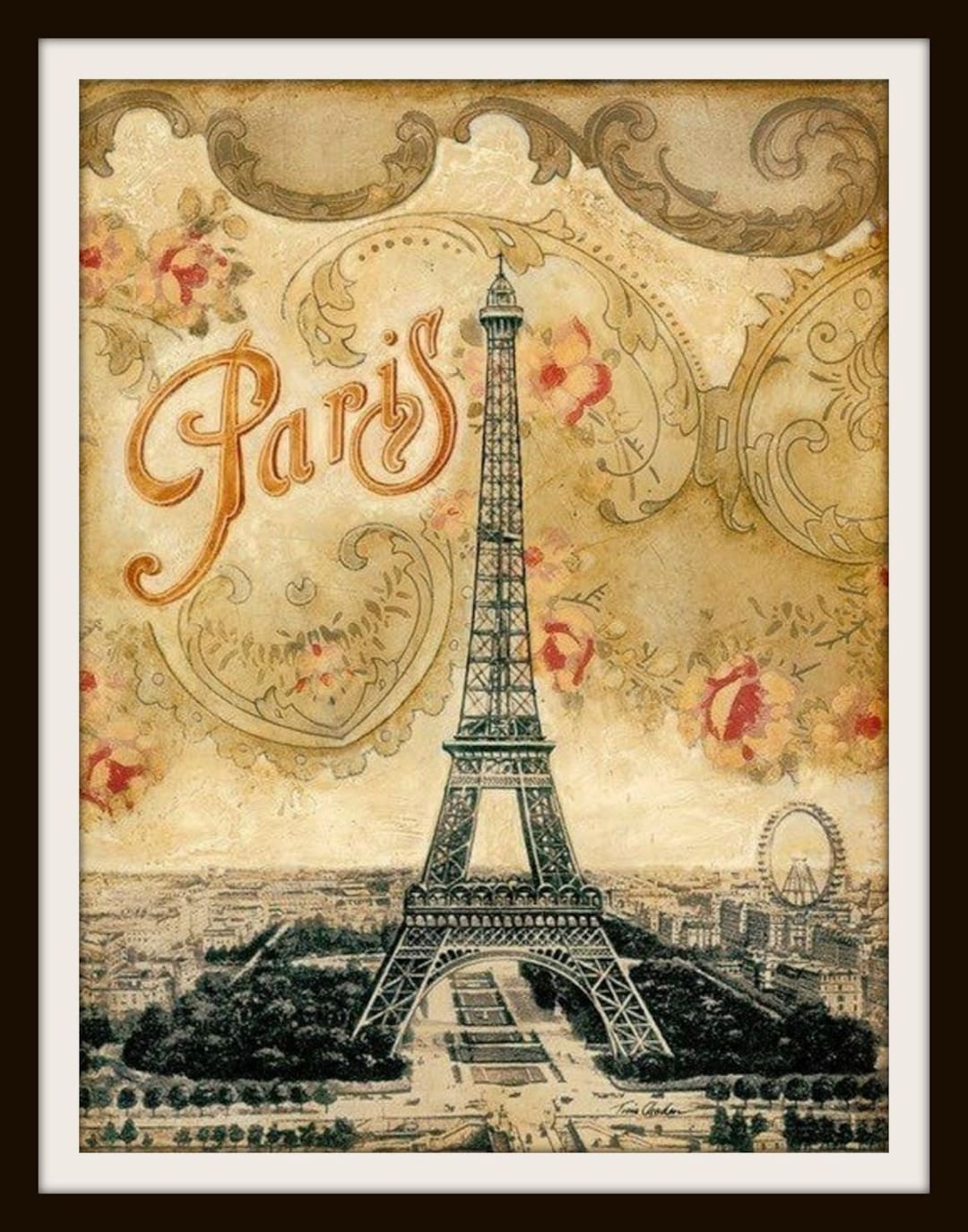 Targa in metallo con Tour Eiffel, stile vintage, per bar, club, grotta, casa, cucina, decorazione da parete, 30 x 43 cm