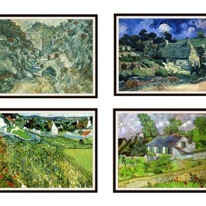 Set of  4 Vincent Van Gogh  Fine Art Fields and Buildings Reproductions Print Posters  Unframed 8 x 10&quot; or 11 x 14&quot;