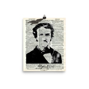 Edgar Allan Poe "Raven" Dictionary Art Print Poster, Dictionary Art Print Poster, Poe Poster, Raven Poster