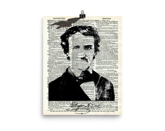 Edgar Allan Poe "Raven" Dictionary Art Print Poster, Dictionary Art Print Poster, Poe Poster, Raven Poster