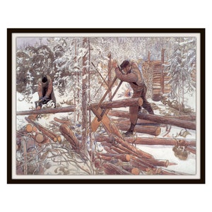 Carl Larsson &quot;Forrest Woodcutters&quot; Giclee Art Print, Fine Art Reproduction  Unframed, 11 x 14&quot;,  Unframed