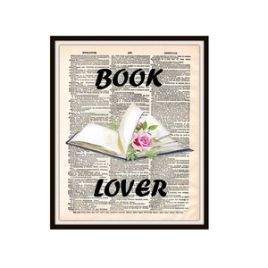 Watercolor Book Lover Art Print On Vintage Dictionary Page Reproduction Ephemera   Art Prints, Reader Art, Book Art Print