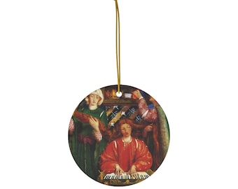 Vintage Christmas Fine Art Porcelain Ceramic Ornament, Single Sided Ornament