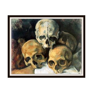 Vintage Art Print &quot;Three Skulls&quot; by Paul Cézanne Reproduction Art Poster, Unframed   11 x 14&quot; Halloween Poster,   Art Print