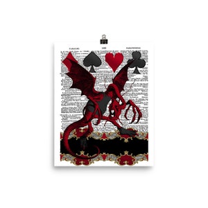 Alice in Wonderland Art Print Jabberwocky on Vintage Dictionary Page Poster