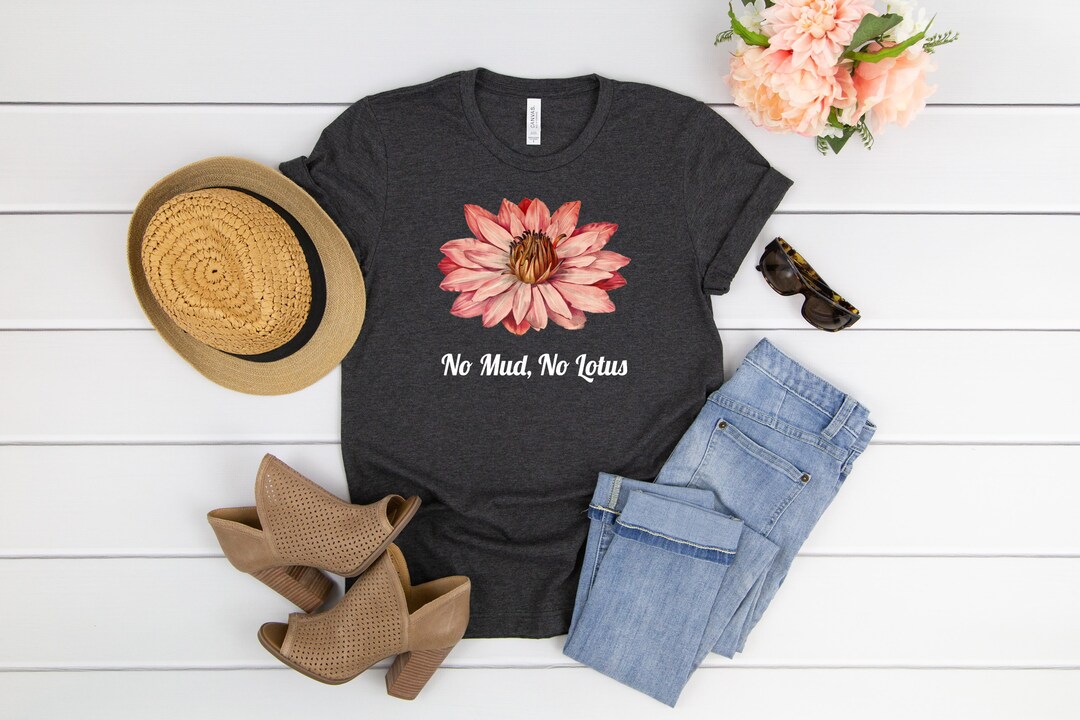【MUDIDI】Flower inner t-shirt 003 No Mud, No Lotus , Short-sleeve Unisex T-shirt, Yoga Shirt