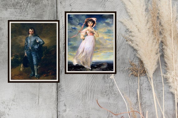 ピンキー」と「ブルーボーイ」美術館品質のジクレー版画複製2枚セット