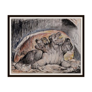 Vintage Art Print &quot;Cerberus&quot; Reproducción Ephemera Art Poster, Wall Decor Unframed 11 x 14&quot; Halloween Art Print, Spooky Art Print