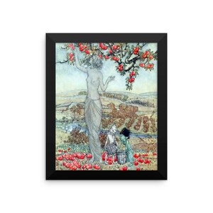 Arthur Rackham A Dish of Apples Framed poster, Arthur Rackham Vintage Art Illustration Framed
