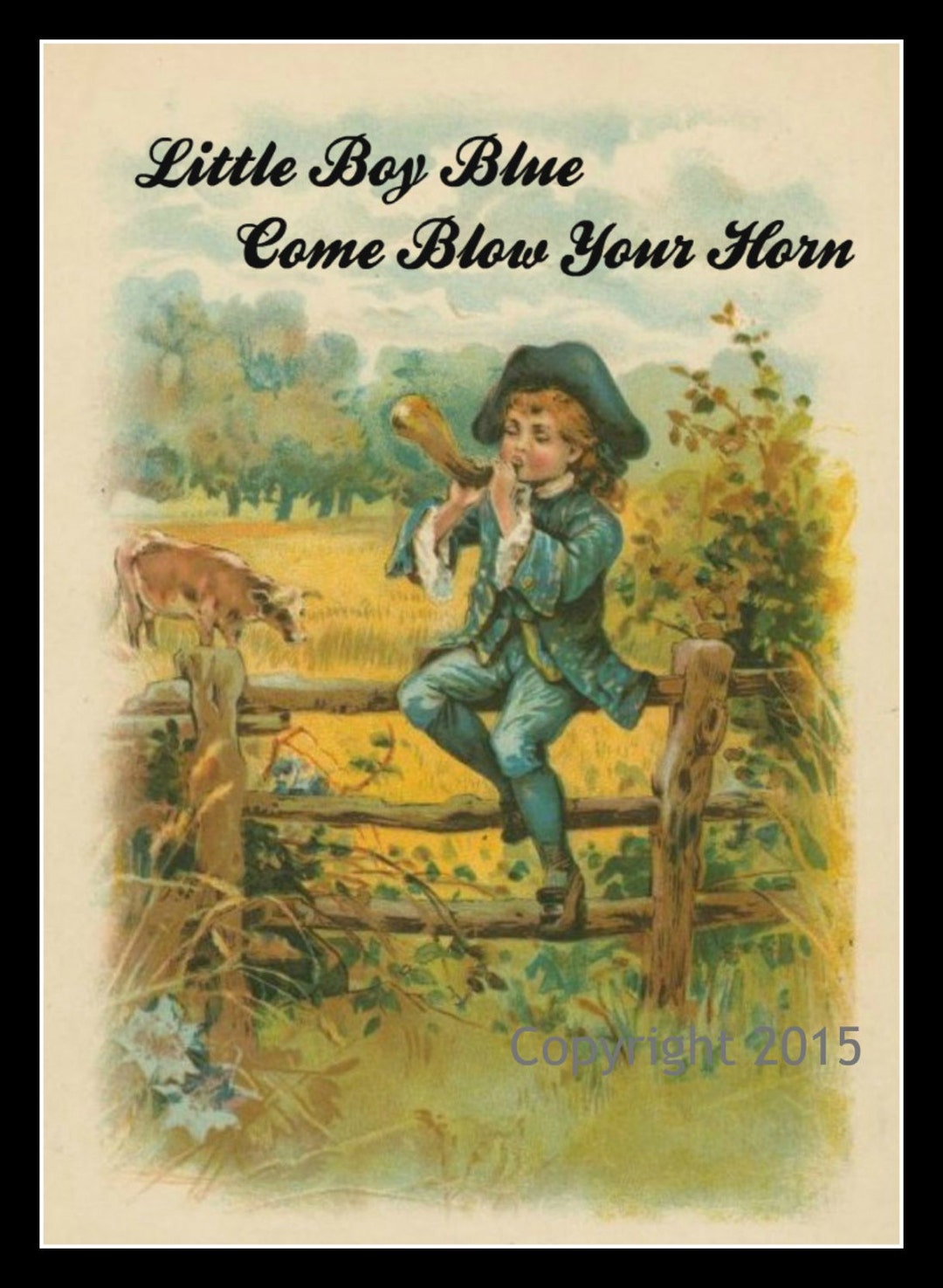Vintage Nursery Rhyme Wall Art Little Boy Blue Wall Decor, Unframed 8 X