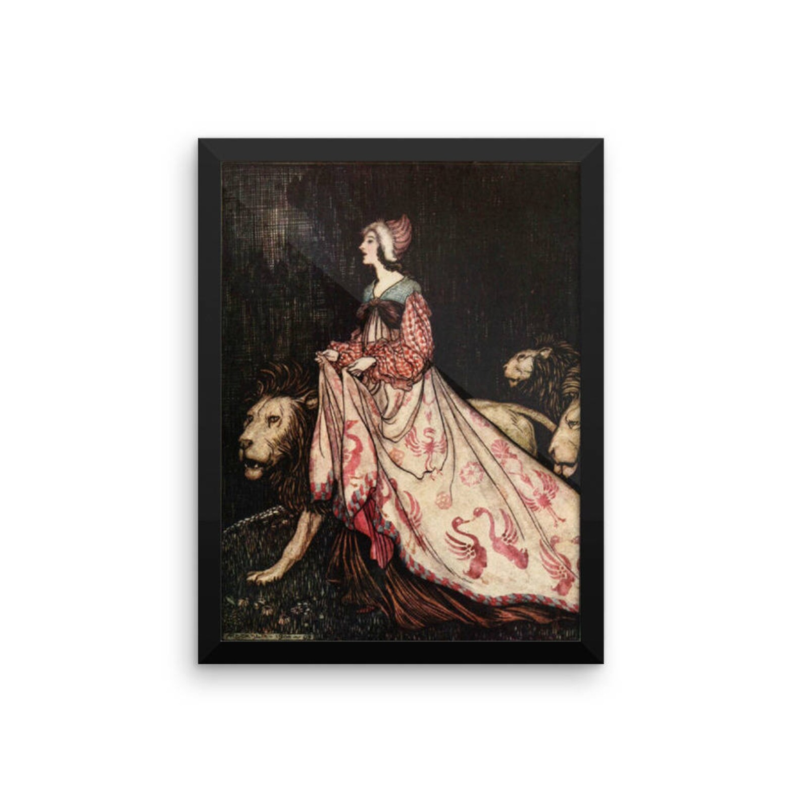 Arthur Rackham Lady and the Lions Framed Poster - Etsy