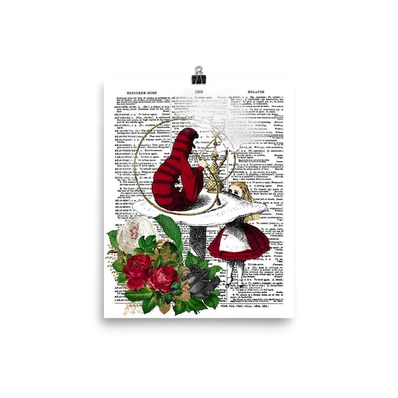 Alice in Wonderland Art Print Caterpillar on Vintage - Etsy