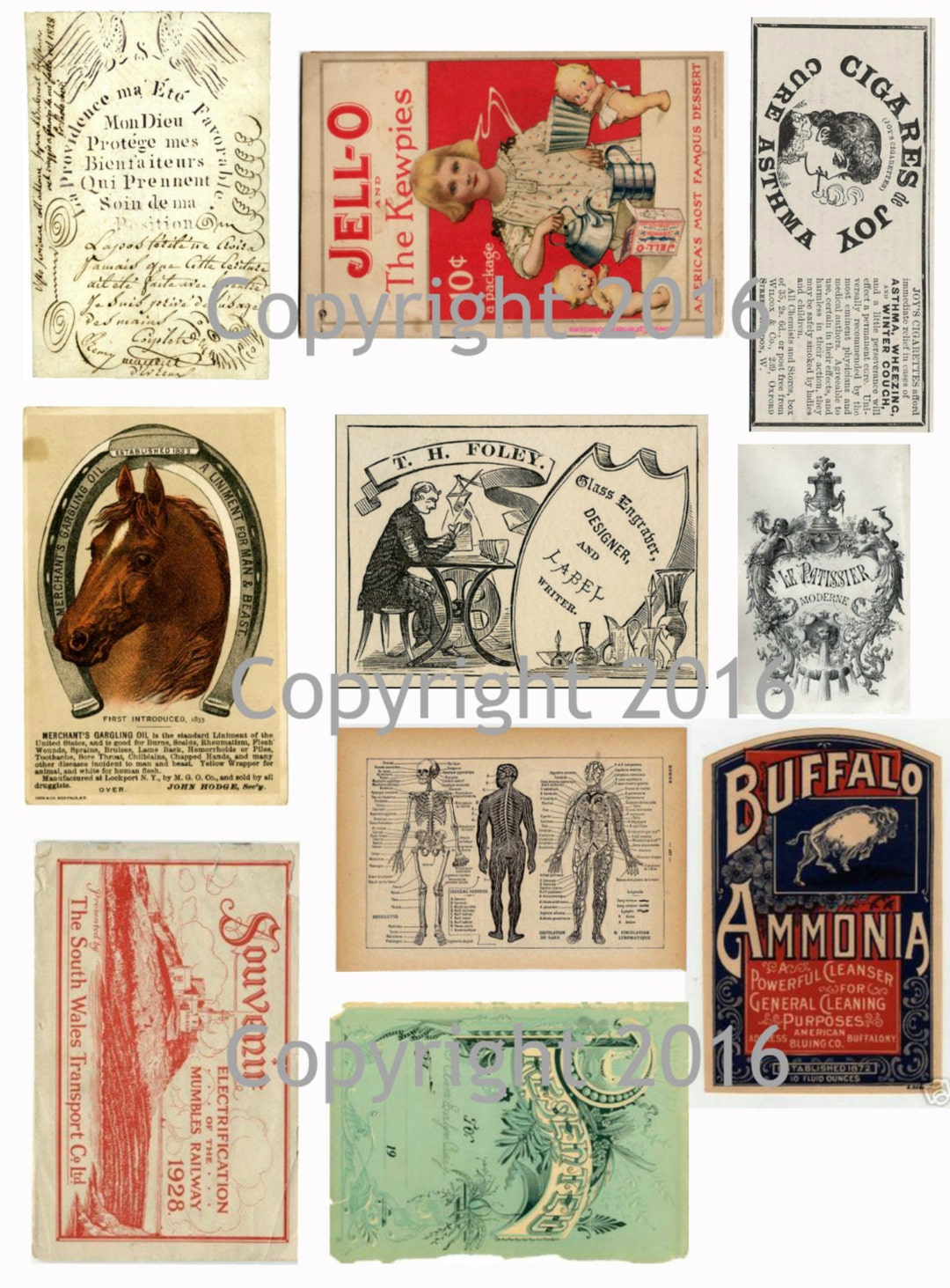 Printed Vintage Ephemera Labels Images Collage Sheet #3 8.5 X 11 for ...