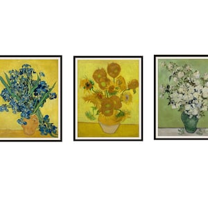 Conjunto de 3 Vincent Van Gogh Bellas Artes "Flores en jarrones" Reproducción Giclee Art Prints Sin marco 5 x 7" u 8 x 10" Flores de Van Gogh