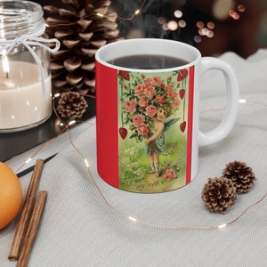 Vintage Valentine&#39;s Day Card Double Sided Mug 11oz, Be Mine Mug, Valentine&#39;s Day Gift, Mug Gift, Gift for Her, Valentine Gift,  Love Mug