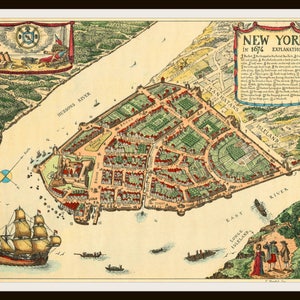 Ungerahmt gedruckt Jahrgang New York City 1674 Plakat-Kunst-Bild Wiedergabe, Druckbogen, Wandkunst, Wohnkultur, Poster
