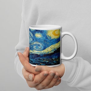 Vincent Van Gogh Starry Night Fine Art White Glossy Mug, Fine Art Mug, Van Gogh Mug, Starry Night Mug