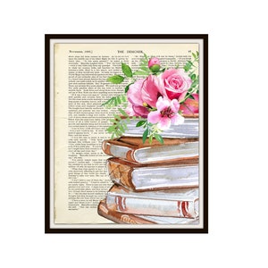 Watercolor Book Lover Art Print On Vintage Dictionary Page Reproduction Ephemera   Art Prints, Reader Art, Book Art Print
