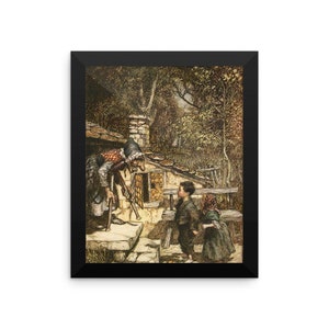 Hansel and Gretel By Arthur Rackham Reproduction Art Print Framed poster.  Fairy Tale Art Print Poster