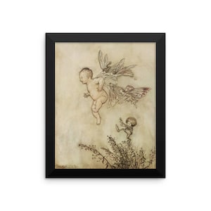 Arthur Rackham Peter Pan in Kensington Gardens Framed poster, Arthur Rackham Vintage Art Illustration Framed