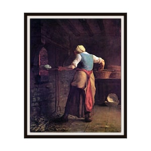 Jean-François Millet Vintage Art Print &quot;Woman Baking Bread &quot; Giclee Art Print,  Reproduction Unframed  5 x 7&quot;,  8 x 10&quot; or 11 x 14&quot;