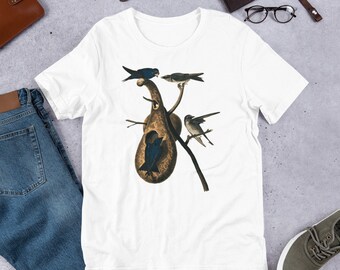 John J Audubon "Purple Martins" Short-Sleeve Unisex T-Shirt , Audubon Birds of America Purple Martins T-shirt