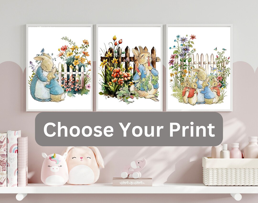 Printed Original Beatrix Potter Peter Rabbit and Friends Nursery Art ...