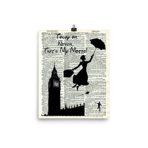 Mary Poppins Dictionary Print Poster, Mary Poppins Art Poster Unframed