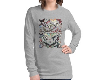 Adolphe Millot Mariposas Papillons Camiseta Unisex de Manga Larga