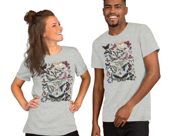 Adolphe Millot Mariposas "Papillons" Diseño Manga Corta Camiseta Unisex