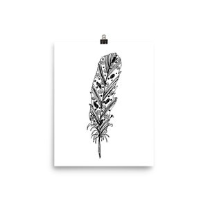 Black and White Art Print Black Feather Poster