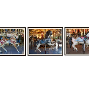 Set of 3 Carousel Horses Photo Art Print Posters   8 x 10&quot;,  11 x 14&quot;,  11 x 17&quot; or 12 x 18&quot; Unframed,
