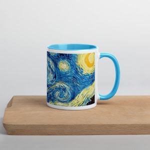 Vincent Van Gogh Fine Art &quot;Starry Night&quot;  Mug with Color Inside, Van Gogh Starry Night Mug, Starry Night Mug