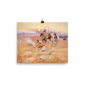 Charles Marion Russell &quot;Buffalo Range&quot; Art Reproduction Poster, Cowboy Art Print Posters, Western Posters,  Unframed